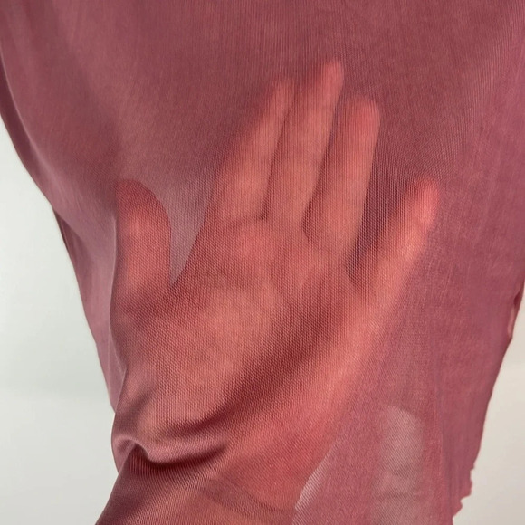 GARAGE Mesh T-Shirt Plum Purple Short Sleeve Crewneck Raw Hem Stretch Size L - Picture 4 of 11